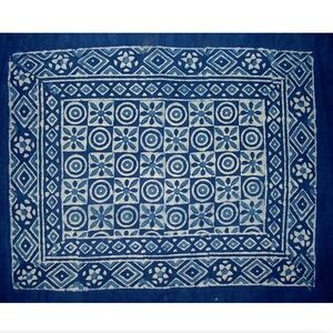 Homestead Reversible Cotton Pillow Sham Indigo Blue Dabu Block Print Indigo Blue